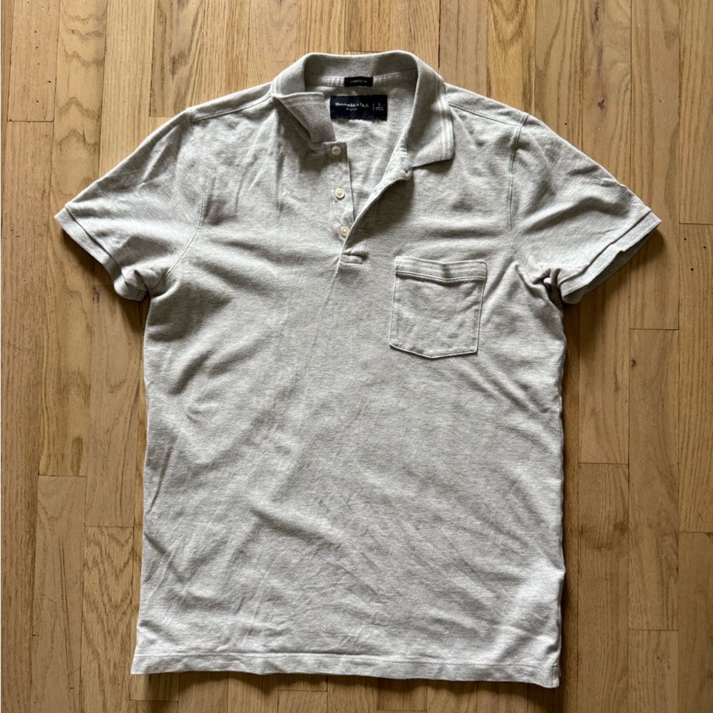 Abercrombie & Fitch Light Gray Polo Shirt